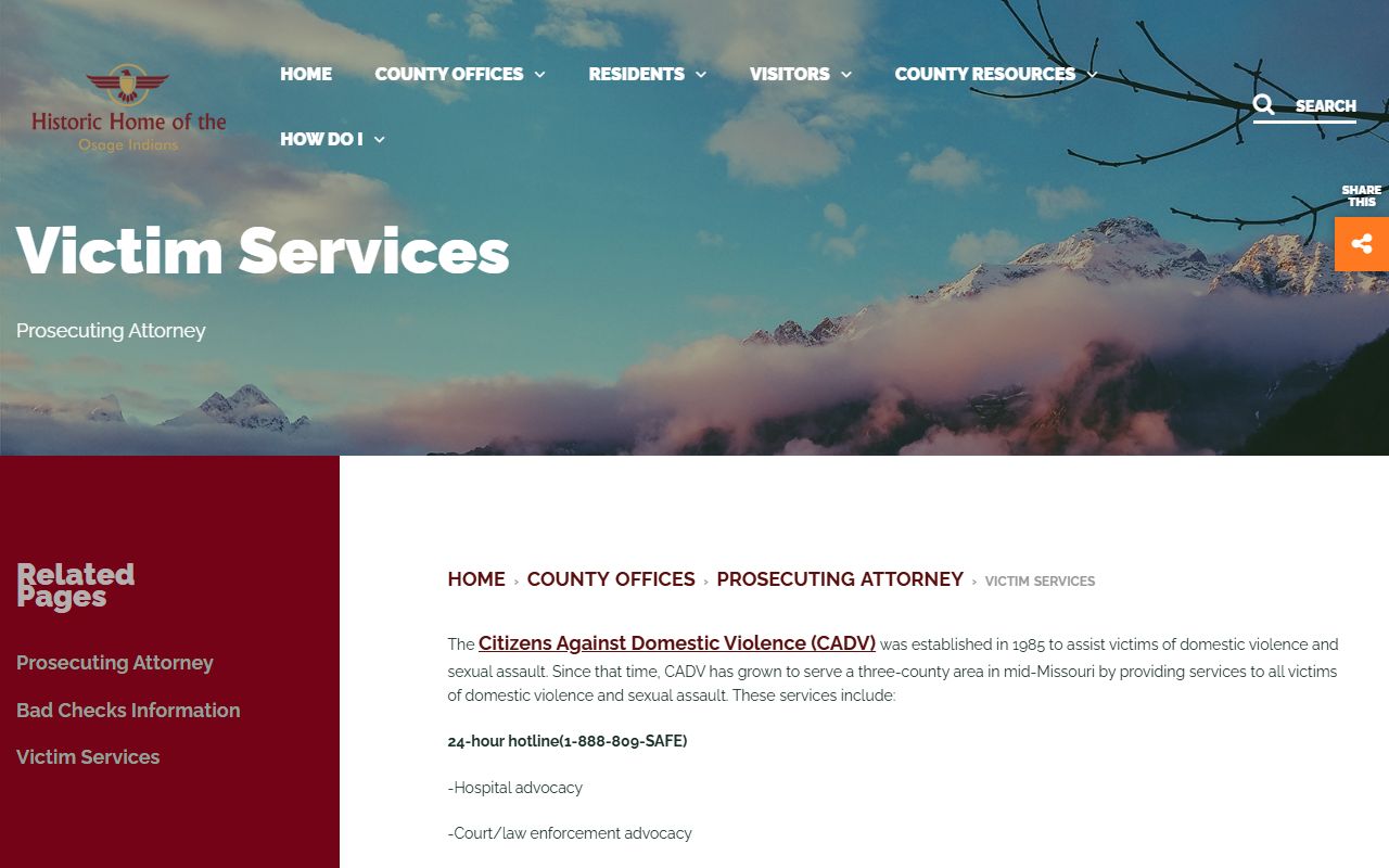 Osage County criminal court records victim services