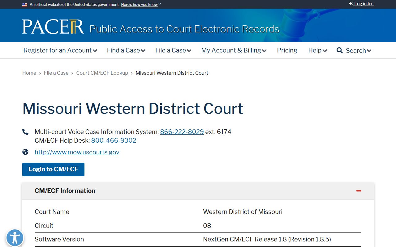 Osage County Circuit Court records compared with federal PACER lookup