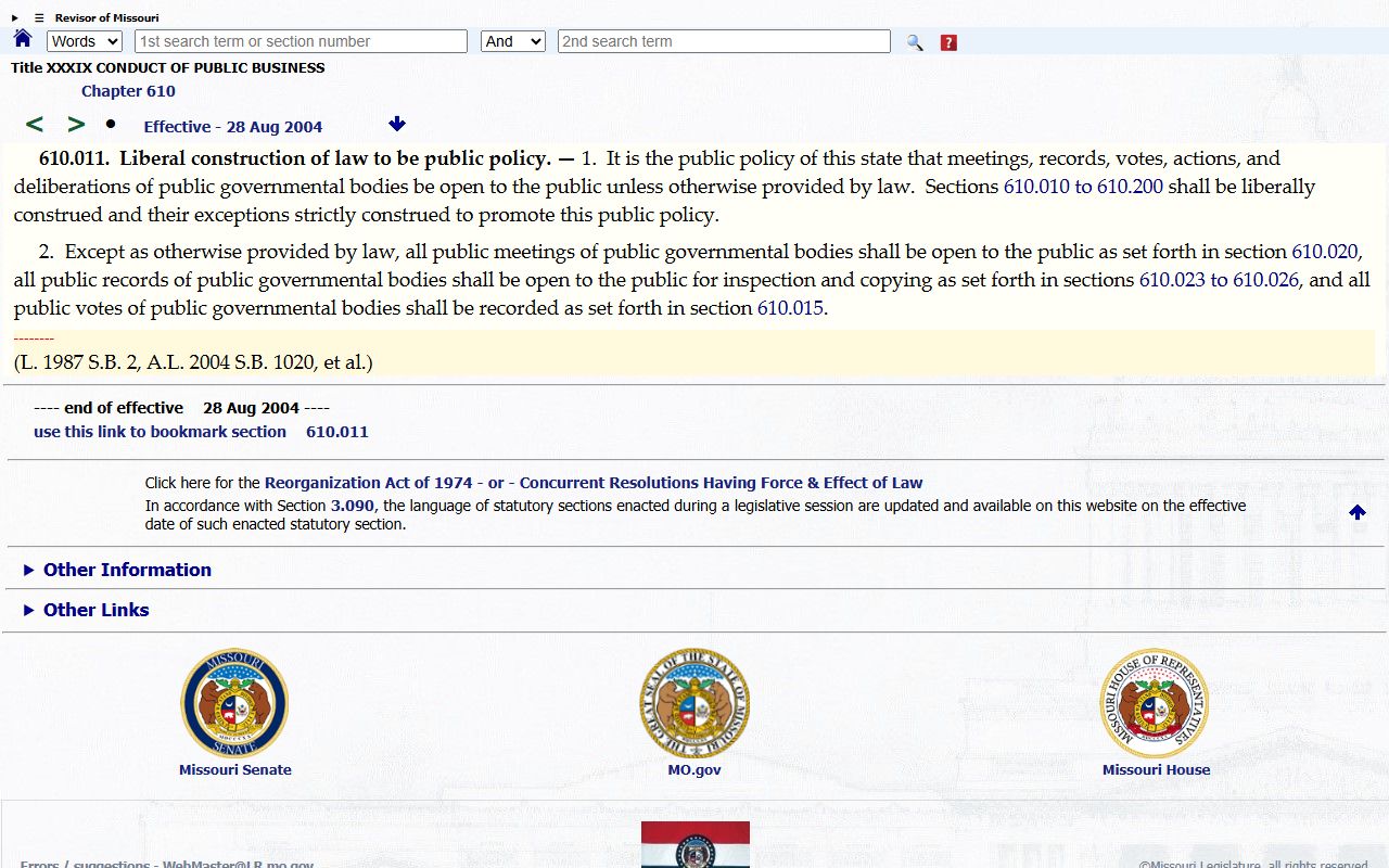 Osage County court records Missouri open records statute