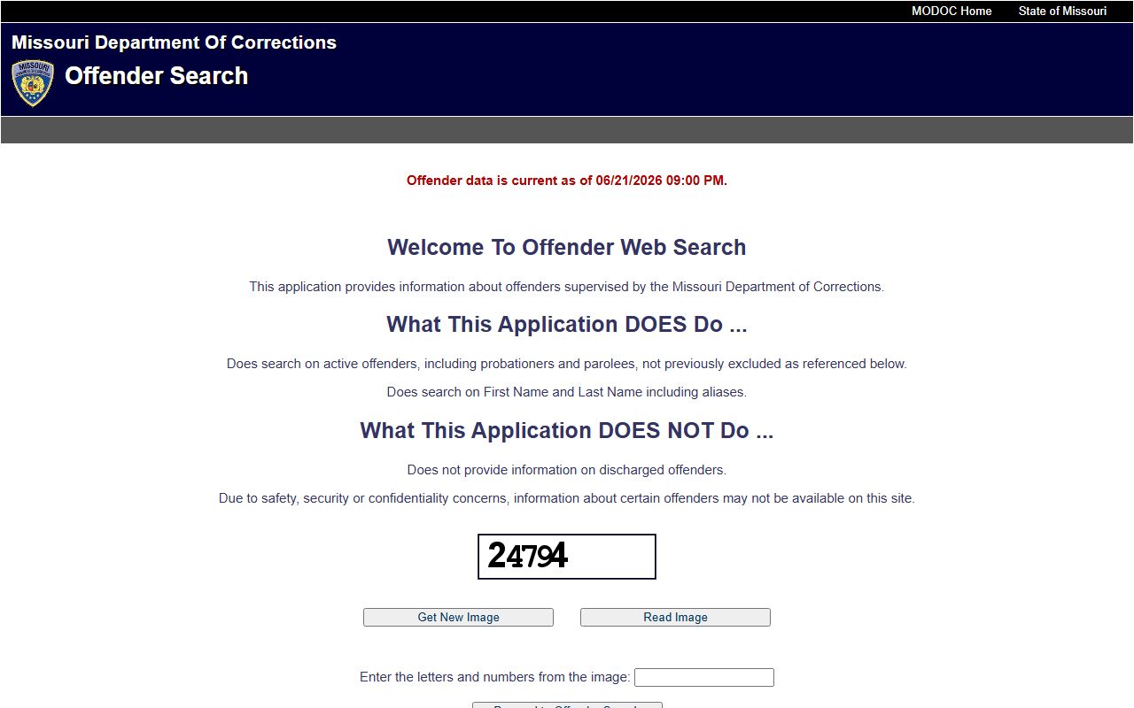 Osage County inmate records MODOC offender search form