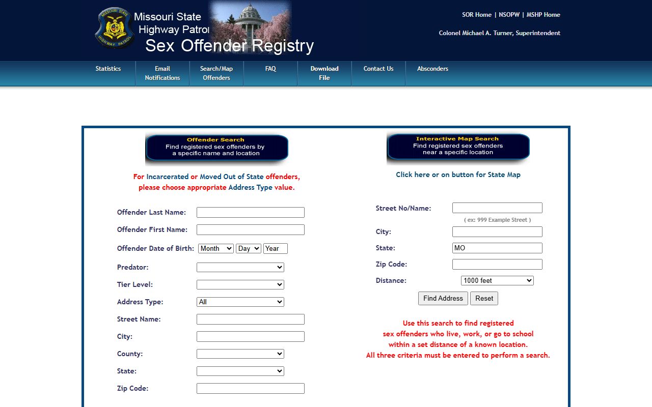 Osage County warrant records Missouri registry search fields