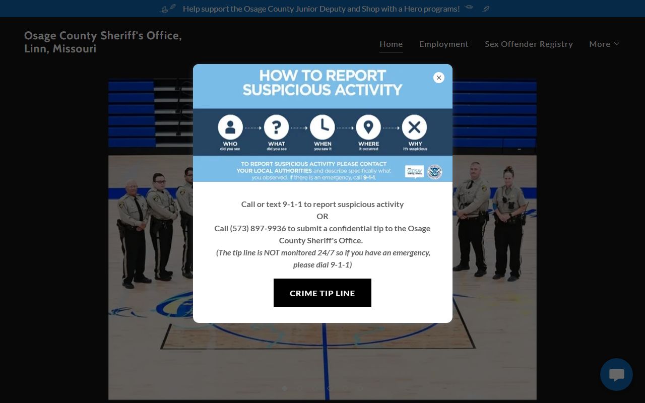 Osage County warrant records sheriff office contact page